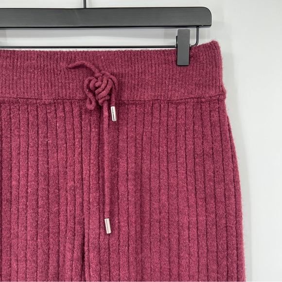 Free People Pants - Free People Wine Knit Pull-On Drawstring Casual Ankle Around The Clock Pant